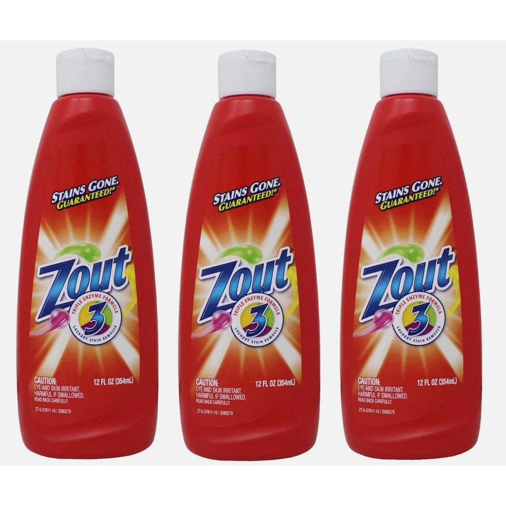 3X Zout Stain Remover Triple Enzyme Liquid 12 Ounce HTF NEW